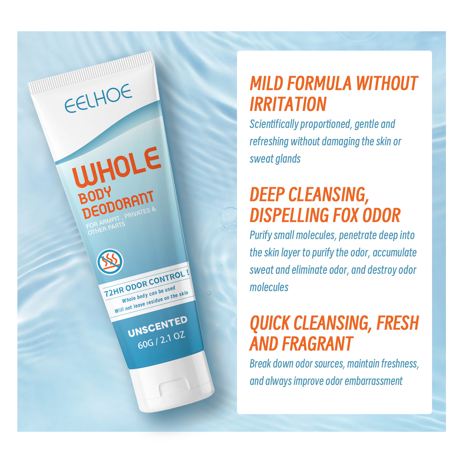 EELHOE Deodorant Cleansing Achselhöhle Fuchs Geruch, Schweiß, erfrischender und lang anhaltender Duft Körperpflegecreme_voghion.com