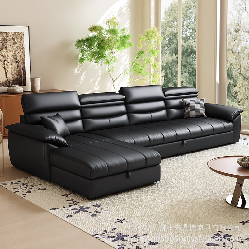 Cat Scratch Leather Sofa Bed Italian Style Minimalist Row Chaise Multifunctional Dual-Purpose Folding Sofa Bed Modern Simple Sofa