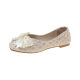 Single-layer shoes women's 2024 summer new fashion all-match retro bow pearl shallow mouth square toe non-slip bean shoes