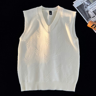 Sleeveless V-neck sweater men's vest autumn and winter new academic style vest ins Korean casual sweater top