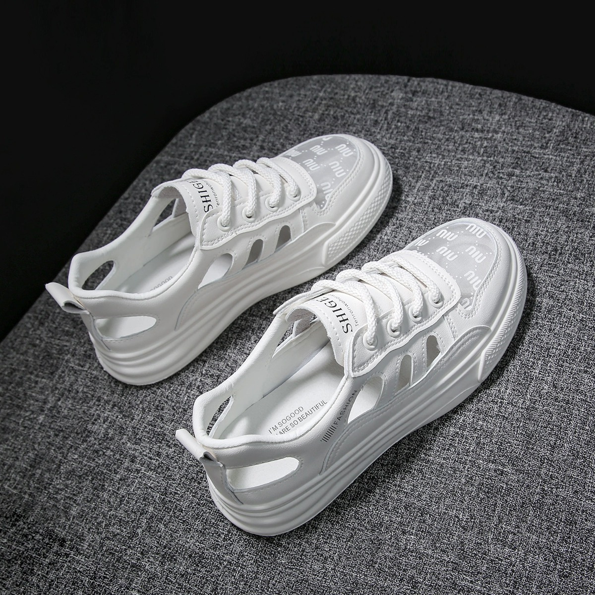 Sandálias deportivas transpirables de verano 2025, zapatos blancos pequeños, zapatos casuales para mujeres, zapatos de skate vacíos