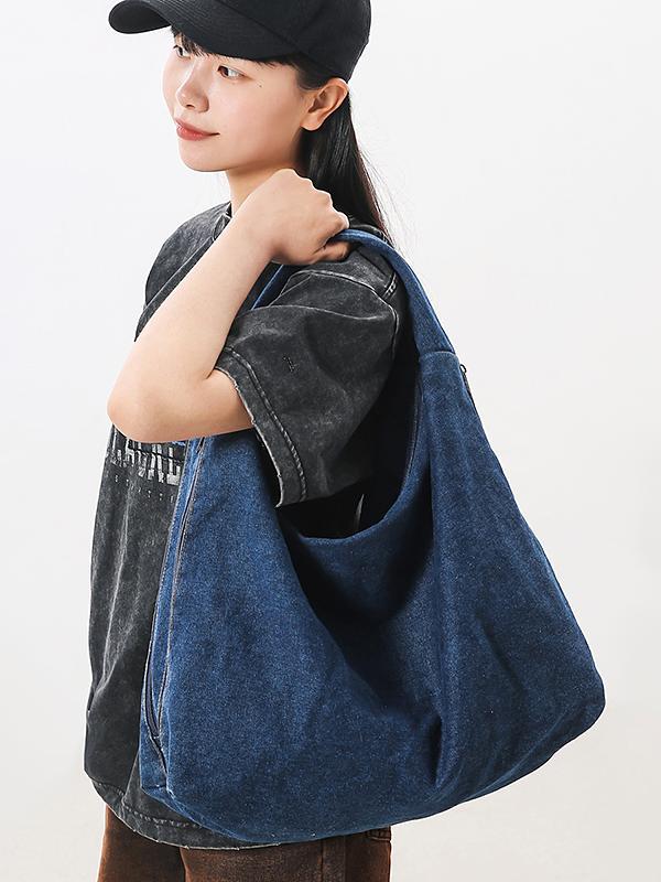 Bolsas de jeans casuales japonesas de gran capacidad para mujeres 2025, nuevo estilo de Harajuku bolsas especiales de ocio literario bolsas de hombro