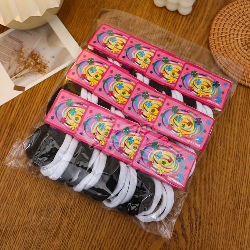 Ventas transfronterizas directas coreanas de alta elasticidad de color sólido no dañan la cuerda de cabello 72 bolsas de tarjeta de clavos sin costuras anillo de toalla anillo de cabello