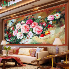 青飞油画七彩牡丹十字绣客厅挂画越南柬埔寨有钻石画