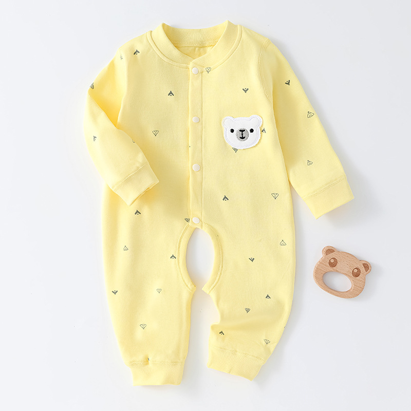 Mono para bebé, ropa sin costuras para primavera y otoño, ropa de recién nacido de algodón puro Clase A, ropa interior para bebé con abertura en la entrepierna, pijamas de estilo coreano de manga larga