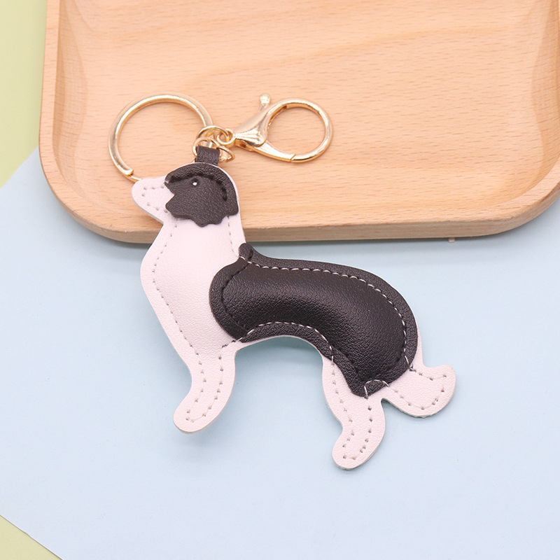 Two husky dog pet dog pu leather lady bag pendant keychain cute leather car accessories