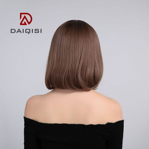 Oushuo Factory Wholesale False Hair for Women Short Pear Shaped Shoulder Full Head Wig Natural and Fluffy Collarbone Wavy Hair System
