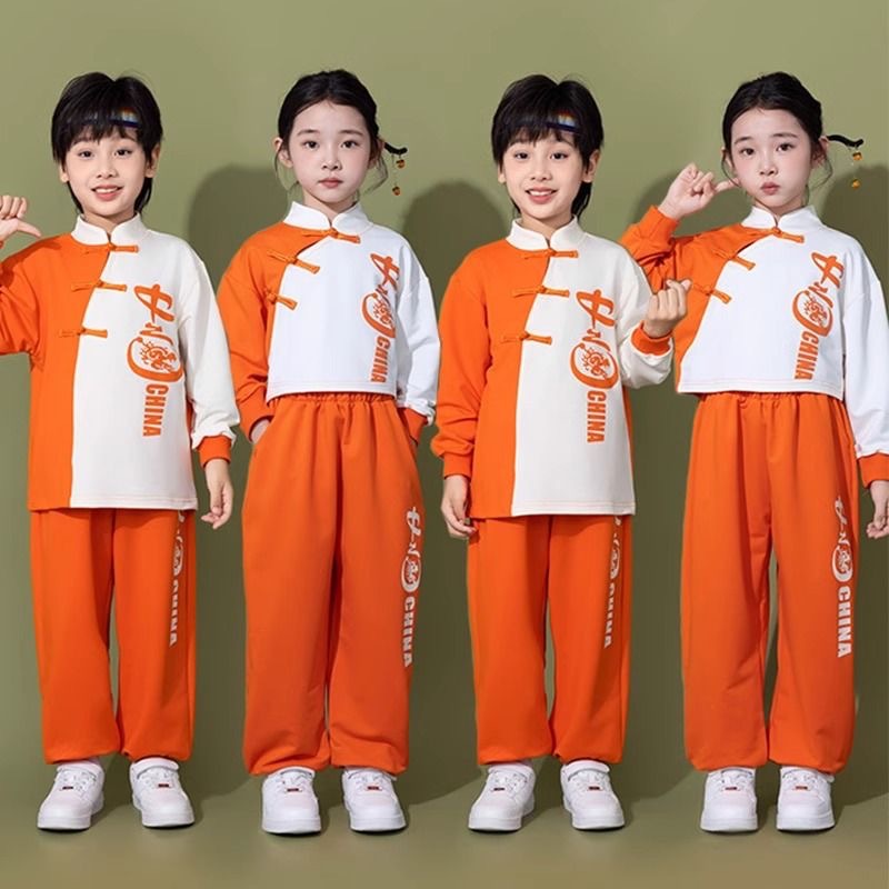 Children's Cheerleading Costumes, Kindergarten Chinese Style Performance Costumes, Primary School Students' Sports Games Group Costumes, Martial Arts Costumes