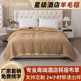 超柔床上单双人 酒店毛毯宾馆毛毯批发羊毛毯宾馆专用驼色加厚毯