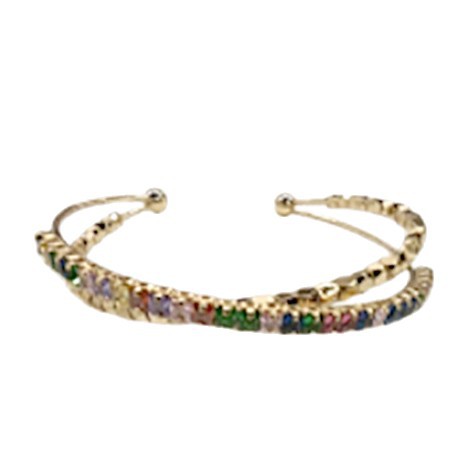 Pulsera de apertura cruzada de circón de color, pulsera exquisita de estilo de palacio de lujo ligero, joyería de moda de alta gama de todo fósforo al por mayor