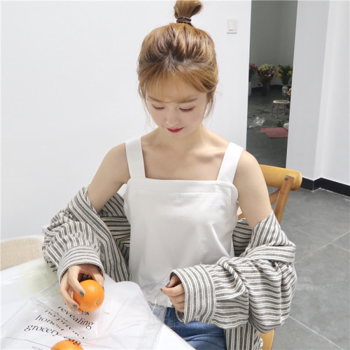 Small suspender vest women's design niche summer inner lining white base shirt French short top wear outside