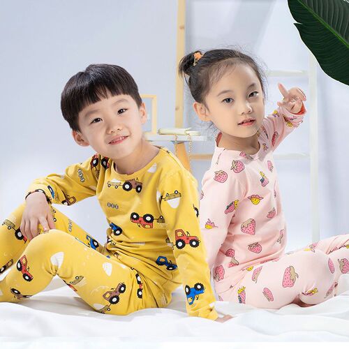 Children's Cotton Spandex Set of Pajamas (Boy and Girl) - Cartoon Cute Warm Clothing for Autumn - AliExpress Dropshipping