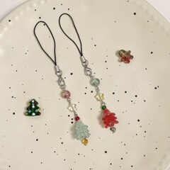 【聖誕樹】聖誕節小掛鏈手機鏈串珠飾品鑰匙扣包包掛件可愛咕本