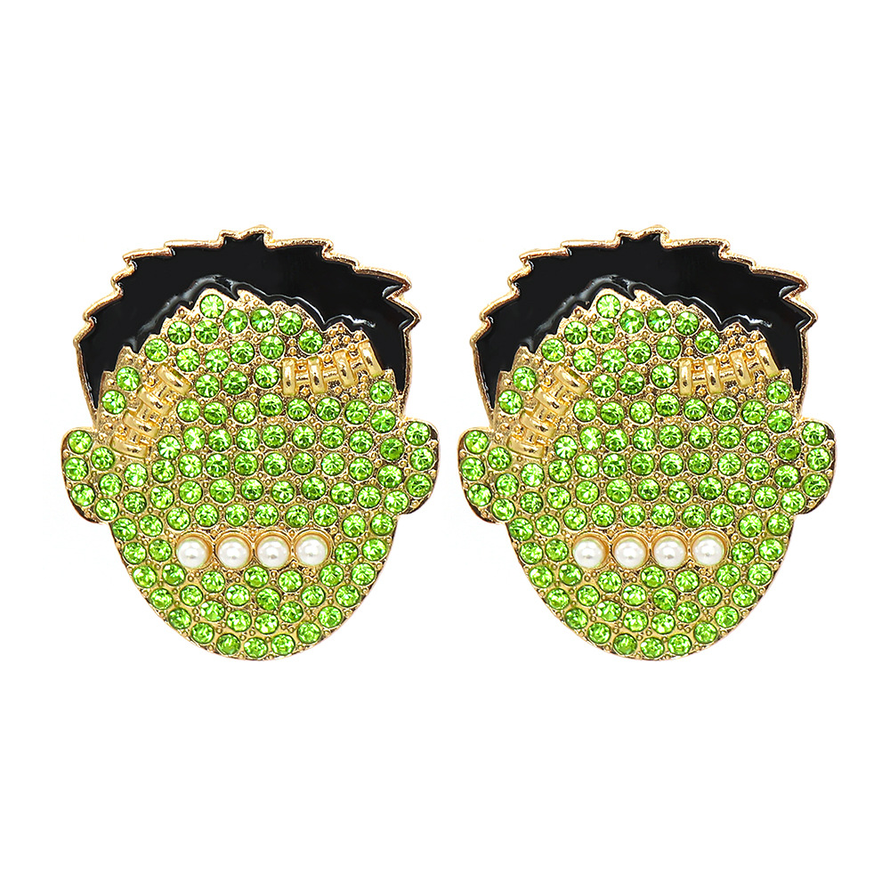 Pendientes De Halloween De Cabeza Verde De Dibujos Animados Joyería Al Por Mayor Nihaojewelry display picture 2