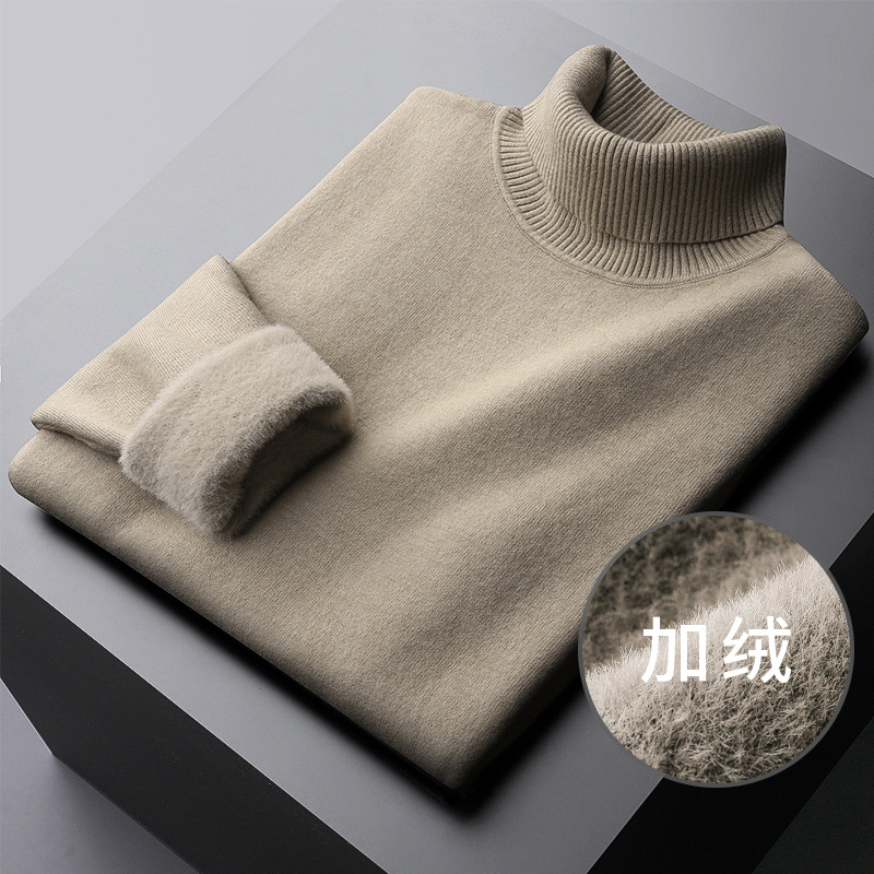 Hombres una sola camisa de lana otoño-invierno nueva camisa de punto para hombres flojo suéter de lana gruesa suéter de color sólido moda