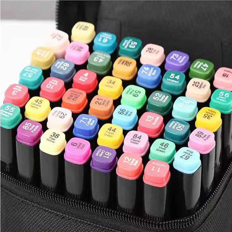 Doble cabeza marcador traje estudiante dibujos animados dibujo arte 48-color marcador niños pintura pincel acuarela pluma al por mayor