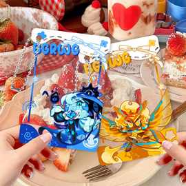 黑影牛奶姜饼干人王国纯香草黄金起司草莓樱花棉花饼干合影卡透卡