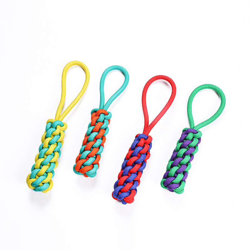 Color a juego polipropileno tejido bola perro juguete molar resistente a la mordedura oso de peluche nudo juguete pequeño perro mordedura cuerda