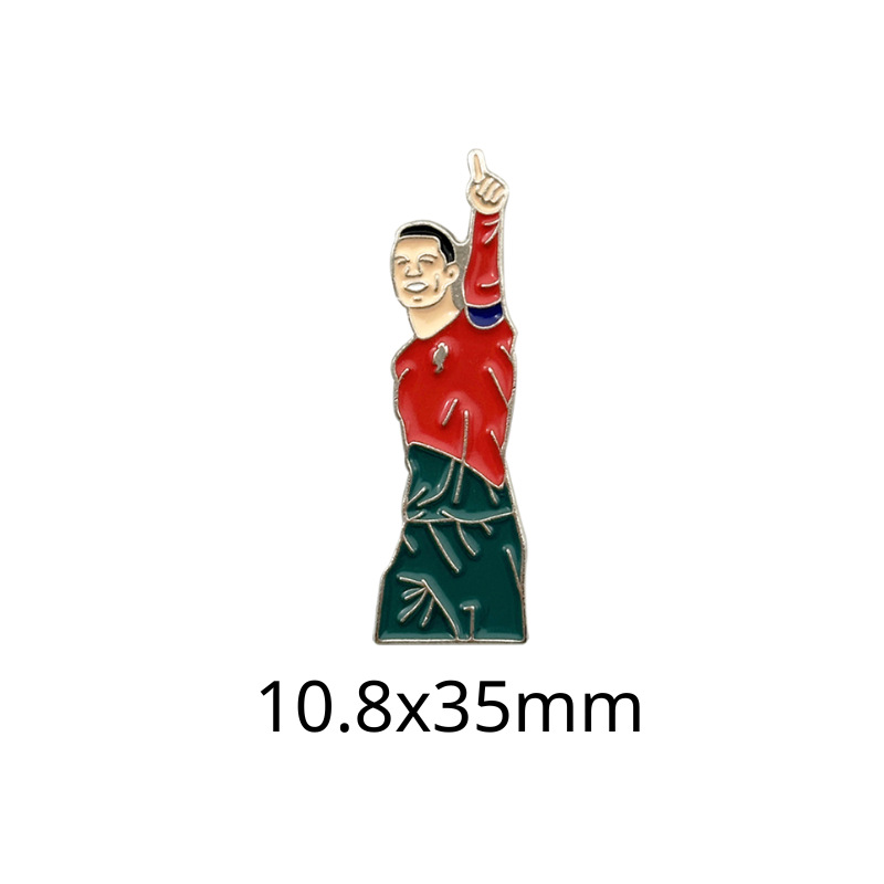 Fabricante personalizado Champions League World Cup Football Super Star Metal Insignia Imagen de dibujos animados Etiqueta del teléfono móvil Insignia Regalo