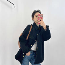 2025秋冬新款CE高级感超好看韩系休闲气质小个子短款毛呢外套女