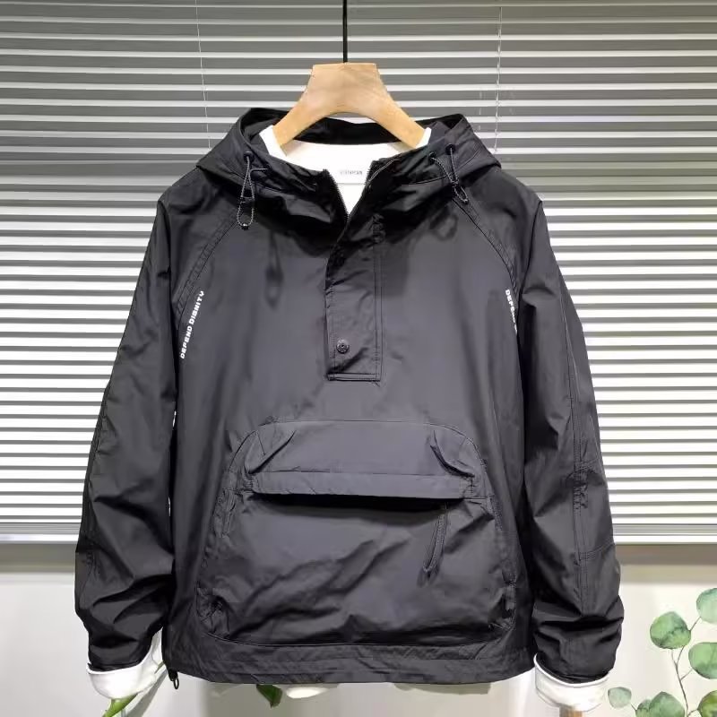 Demi-season solid color jacket with zipper
