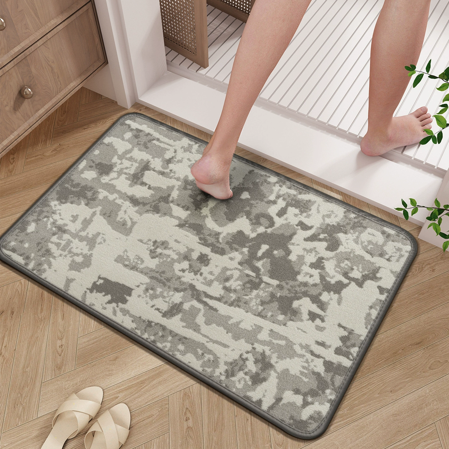Трансграничные подушечки для ног в ванной комнате, бархатные, водопоглощающие, быстросохнущие, современные высококачественные коврики для пола, нескользящие коврики для дверей домашней ванной комнаты.