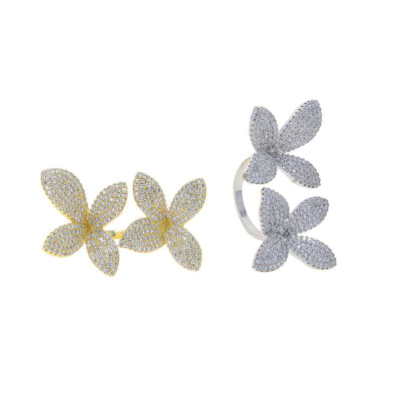 All Seasons Season Women's Gender Wholesale Jewelry Hip-Hop Flower Copper Inlay Rings