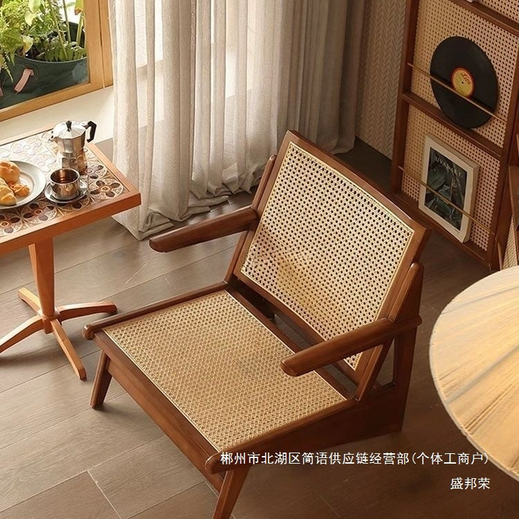 Factoria directa de sillas de madera maciza silla de caña silla de caña silla de caña silla de caña decadente retrógrado diseño de alojamiento único Changdiga image 2
