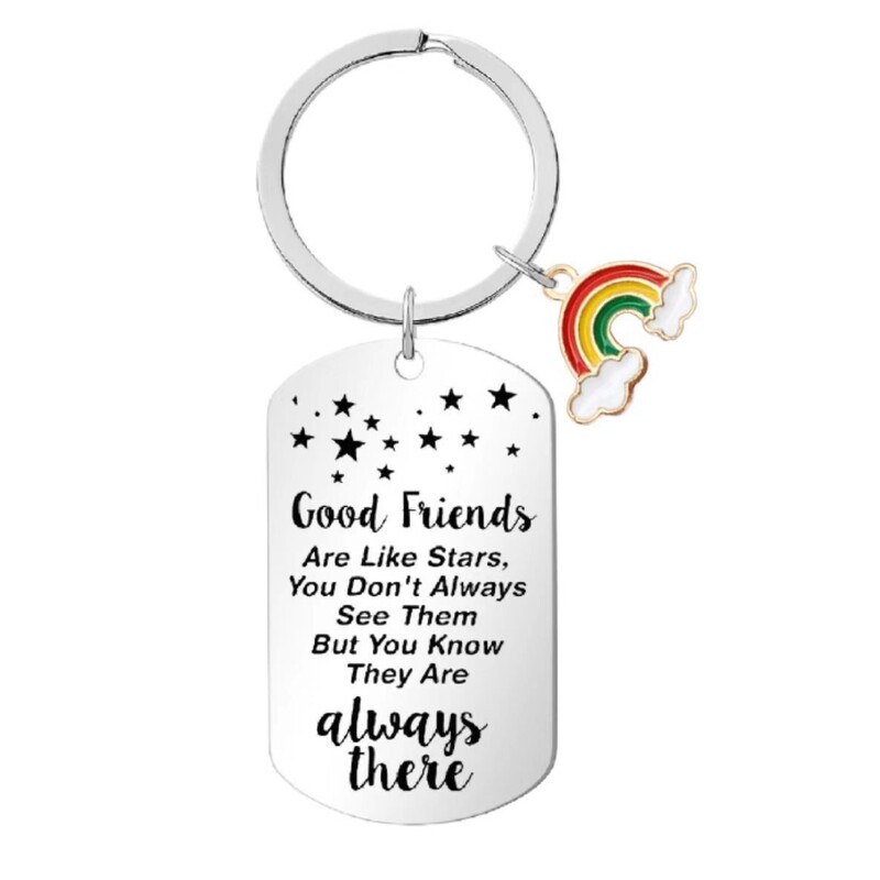 Engraving tag stainless steel friendship English essay tag key chain backpack key pendant to send friends gift o'