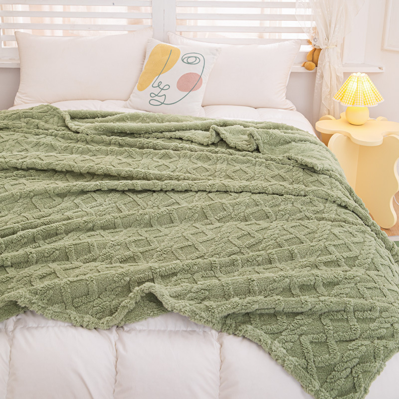 Alto gramo espeso vello jacquard manta doble cara torre manta manta manta manta de almuerzo manta de regalo transmisión en vivo súper suave