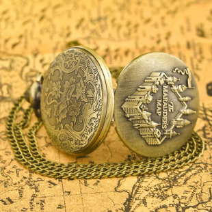 Amazon Chain Watch Clock Tower Castle Watch De Franco Fork Letter Quartz Bronze Large Pocket Watch Flip Cover