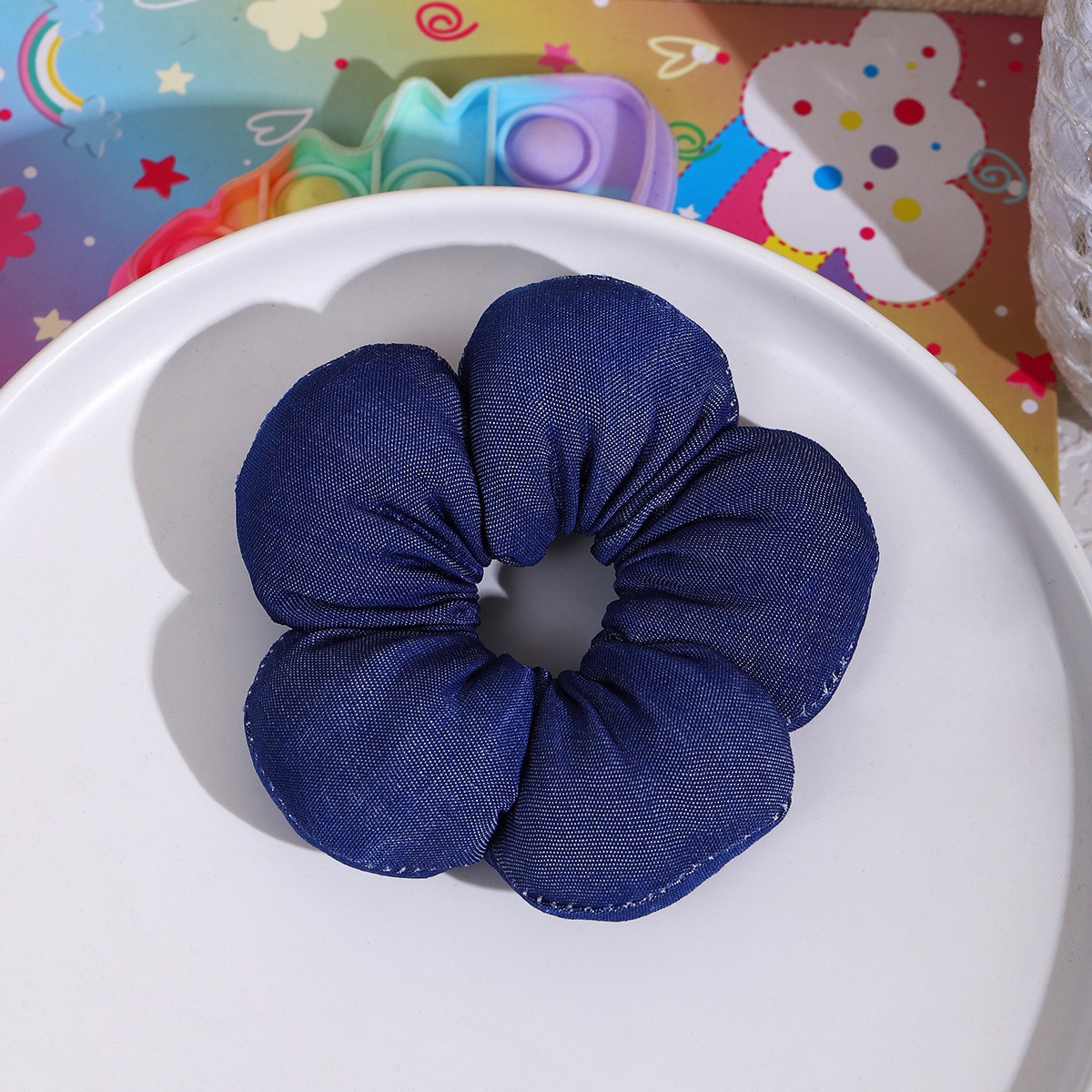 Color curry flores dulces flores del intestino delgado anillo de pelo para niños bolas de cabello cuerda de caballo correa de cabello para niñas
