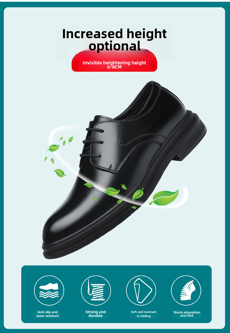 Men's Leather Formal Shoes Height Increasing Business Wedding_voghion.com