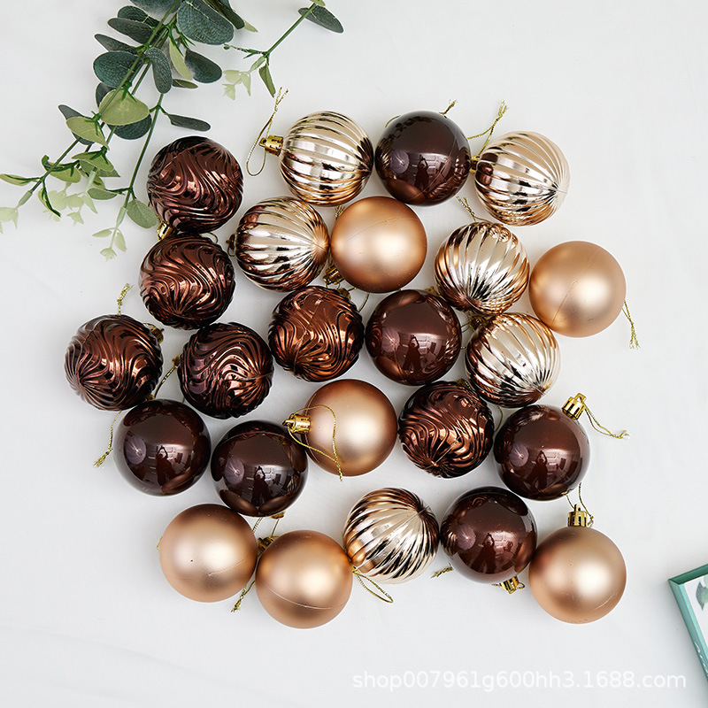 Colgante de Navidad transfronteriza 6 / 8cm bola chapada mate Navidad champaña decoración roja dorada colgante de Navidad