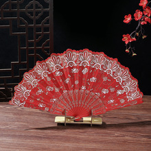 新款小玫瑰中国风扇古典风扇舞蹈礼品风演出折扇女扇和绫绢复古古