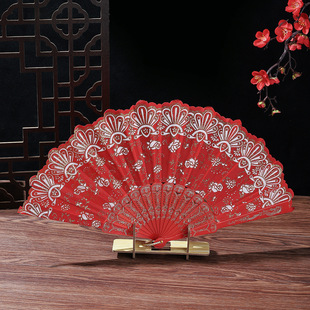 New Small Rose Chinese Fan Classical Fan Dance Gift Style Performance Folding Fan Female Fan and Silk Retro Ancient