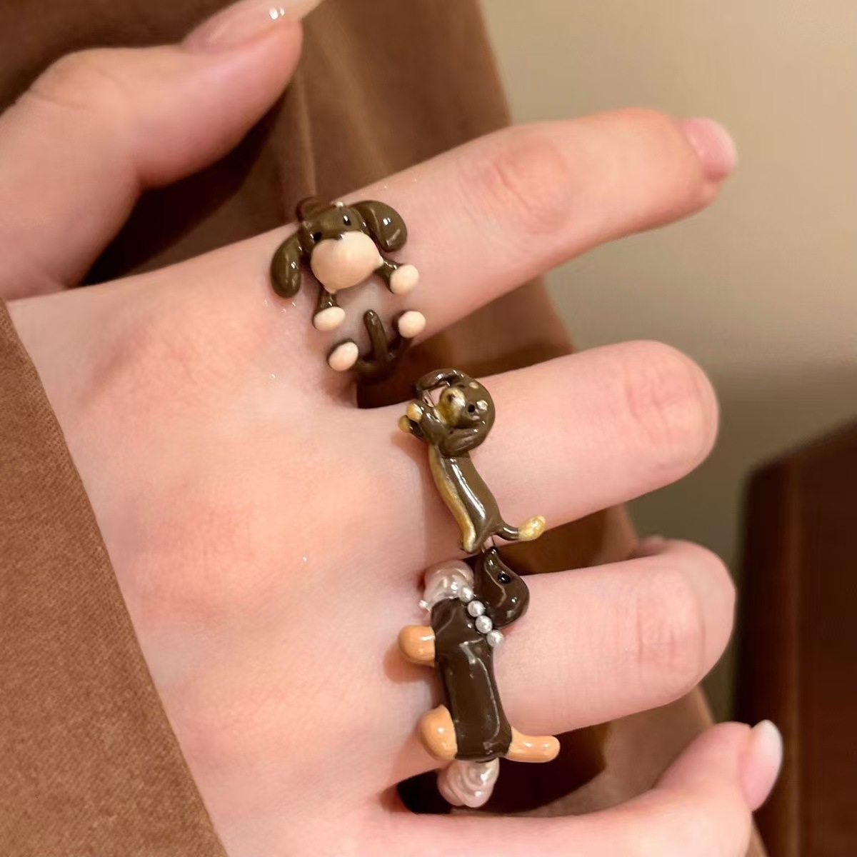 Dachshund Ring For Women Cute Cartoon Design Designer Accessory_voghion.com