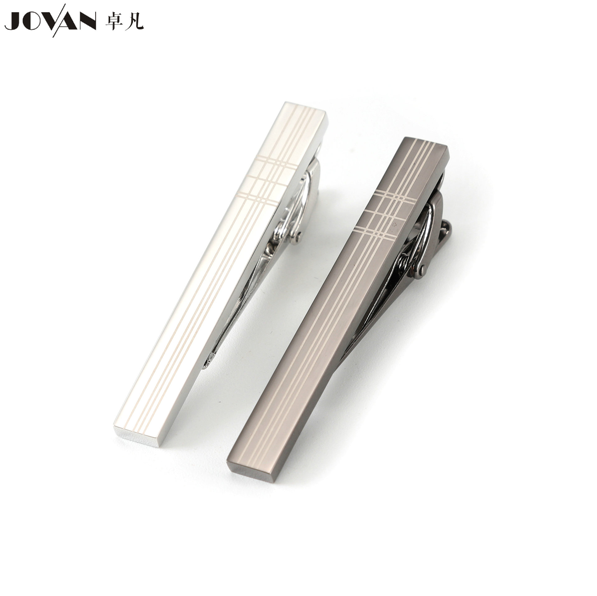 Business Tie Clip Men's Spot Separate Packaging Silver Gun Black Laser Stripe Adult Sterling Silver Plating