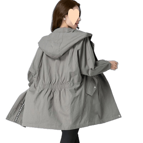Windbreaker medium and long spring 2025 new Korean style fat loose fat sister large size women's dress 200kg fashionable jacket
