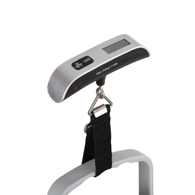 Balanza de mano de acero inoxidable electrónica de 50kg conveniente de alta precisión, escala de entrega doméstica, pequeña escala de equipaje de viaje