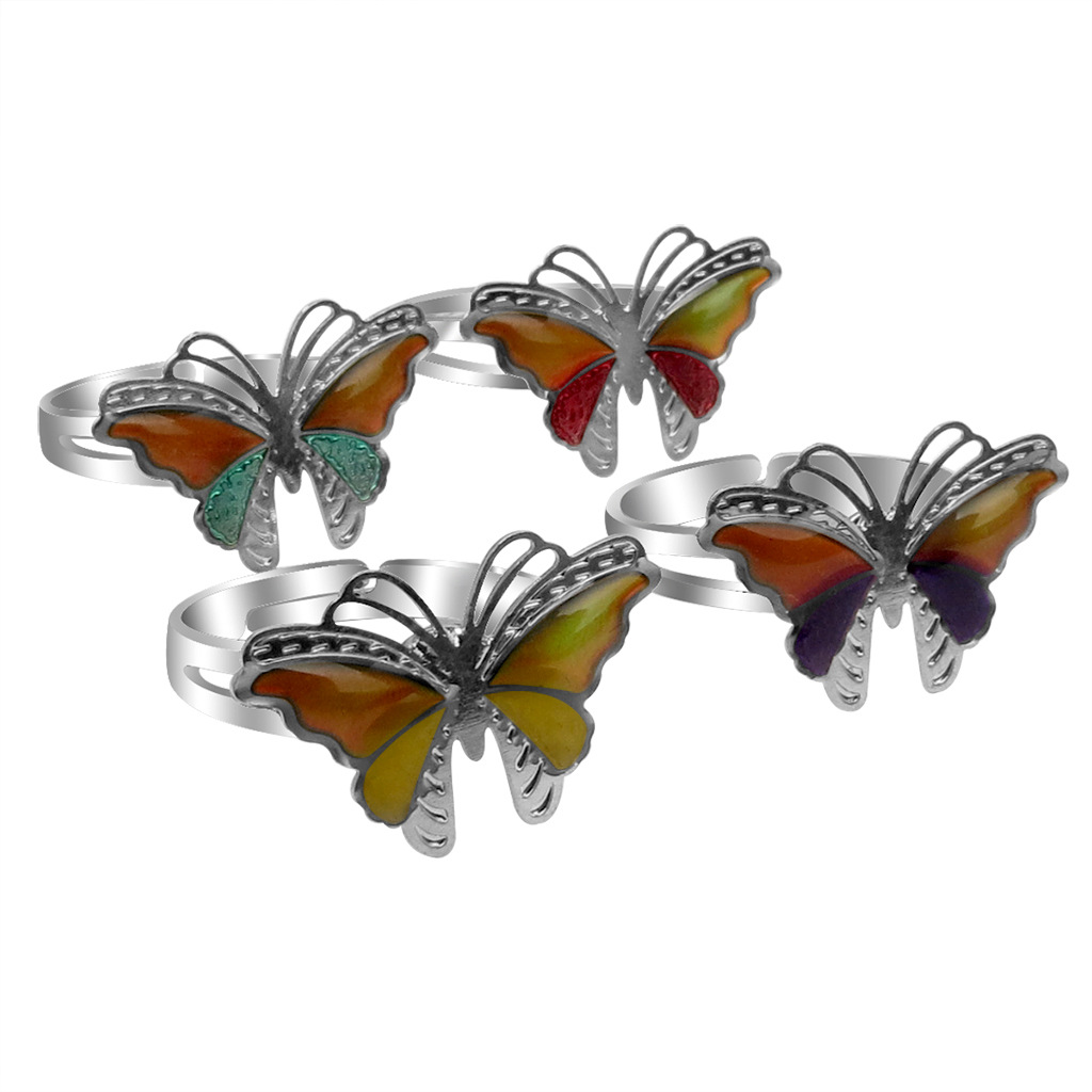 Simple Colorful Butterfly Open Ring display picture 1