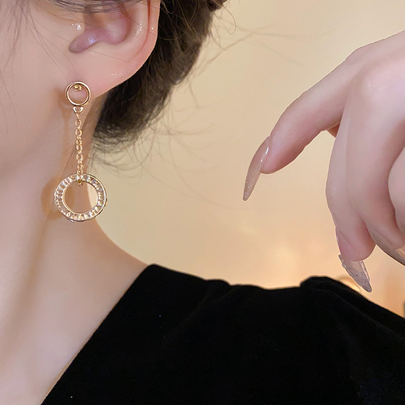 1 Paire Style IG Élégant Géométrique Alliage Strass Boucles D'oreilles display picture 9