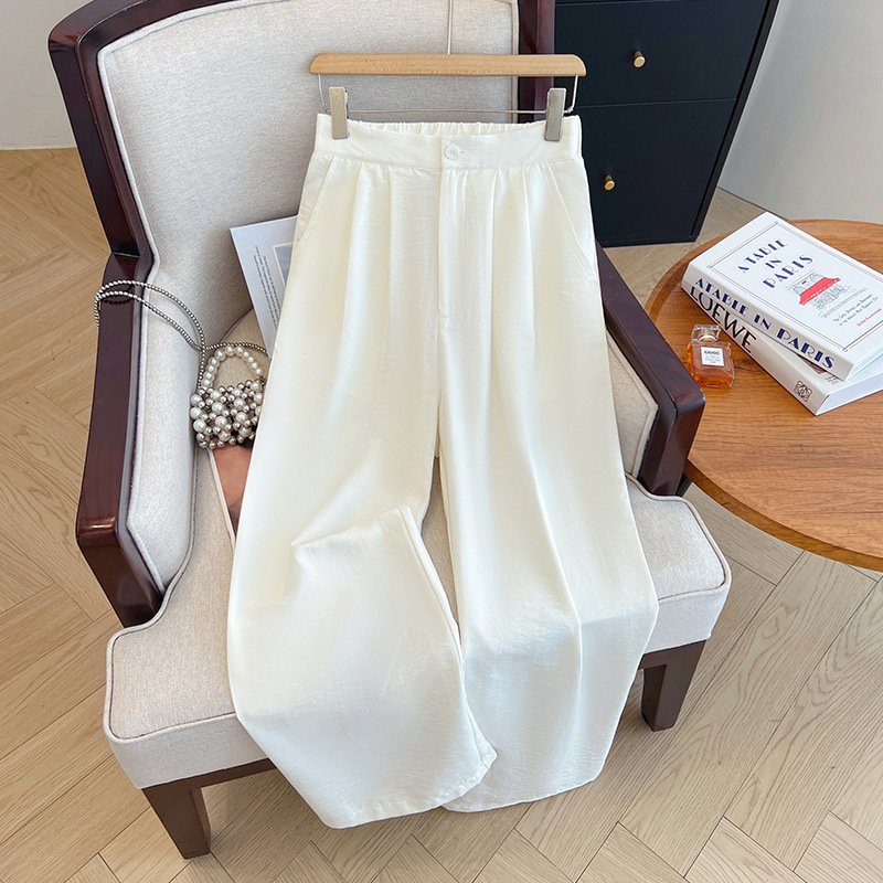 Plus Size Women's Pants Summer High-Waisted Thin Cloud Wide-Leg Pants Loose Slimming High-End Long Pants 3506