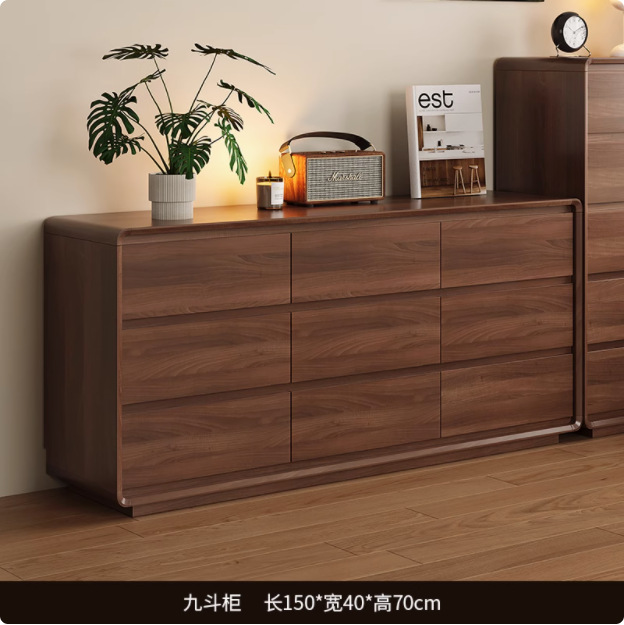 Armario para dormitorio Armario nórdico Armario para sala de estar Armario simple y moderno de madera maciza de nueve y cinco cajones de gran capacidad