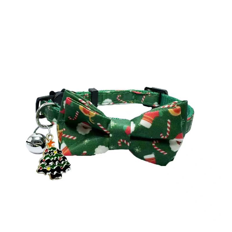 Collar de mascota nuevo para Navidad y Halloween, collar de tela para gatos con lazo y cascabel para gatitos