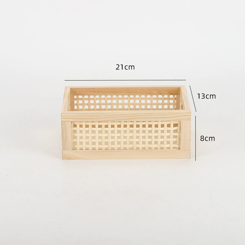 Retro table storage box from natural wood, storage basket, storage system