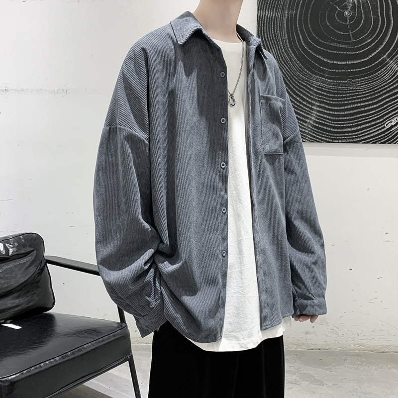 Corduroy Shirt Men's Korean-style Trendy Corppy Handsome Long-sleeved Shirt Hong Kong-style Japanese-style Autumn Top Ins All-match Jacket
