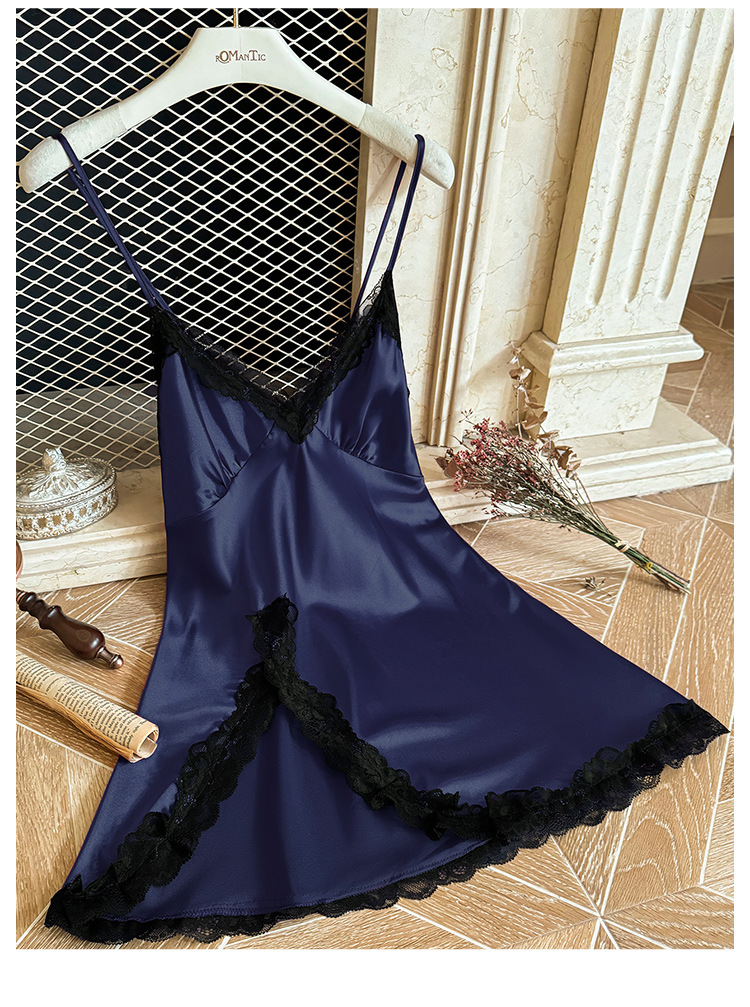 Home Women's Elegant Sexy Color Block Lace Imitated Silk Polyester Pajama Sets display picture 7