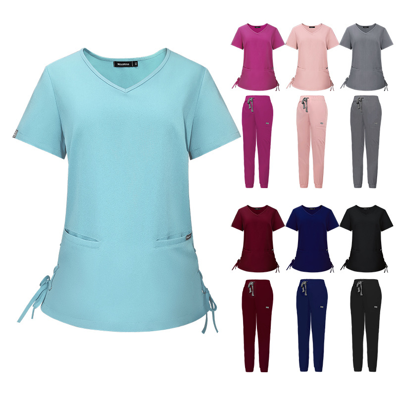 Hospital Surgical Clothing Hand Washing Clothes Clinic Professional Workwear Nurse Student Female Thin V Neck Suit Dropshipping Amazon