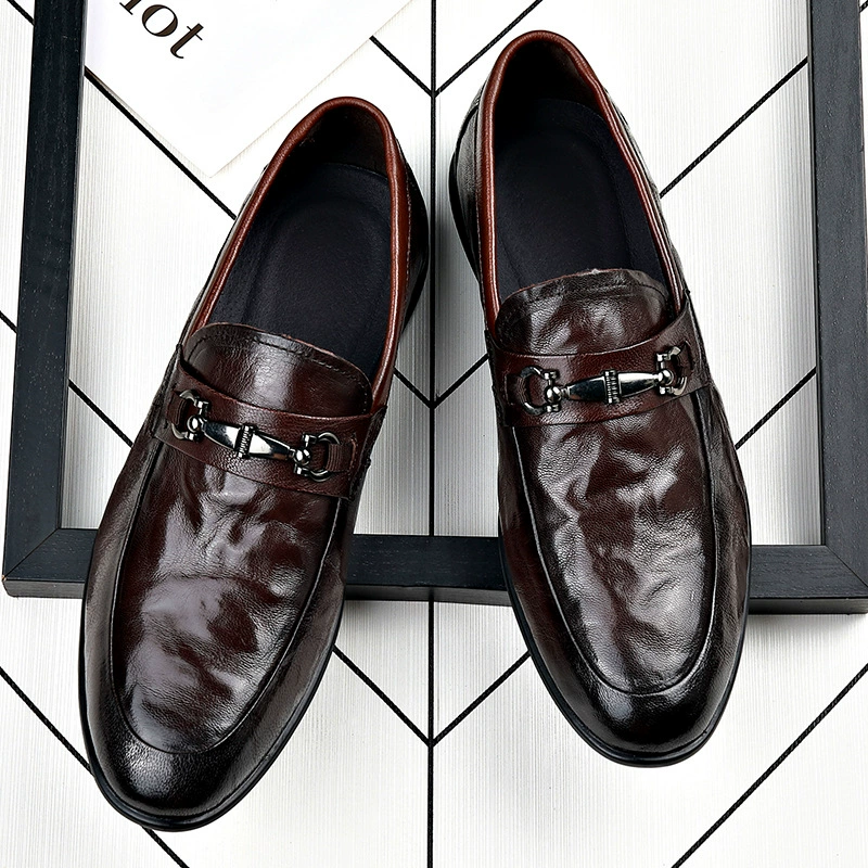 Men's shoes for leisure for leather shoes, classic suit jacket, breathable footwear, genuine leather